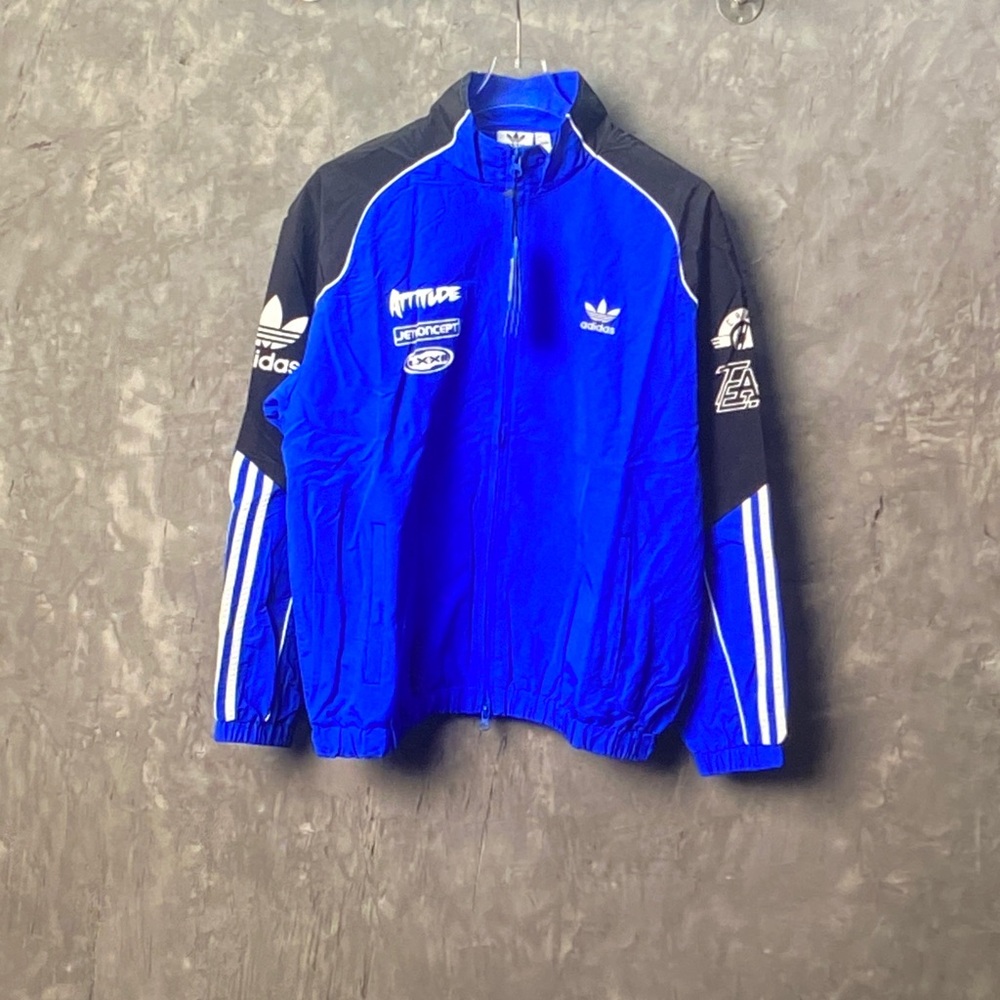 adidas originals adicolor Royal Blue and Black Patchwork Track Windbreaker